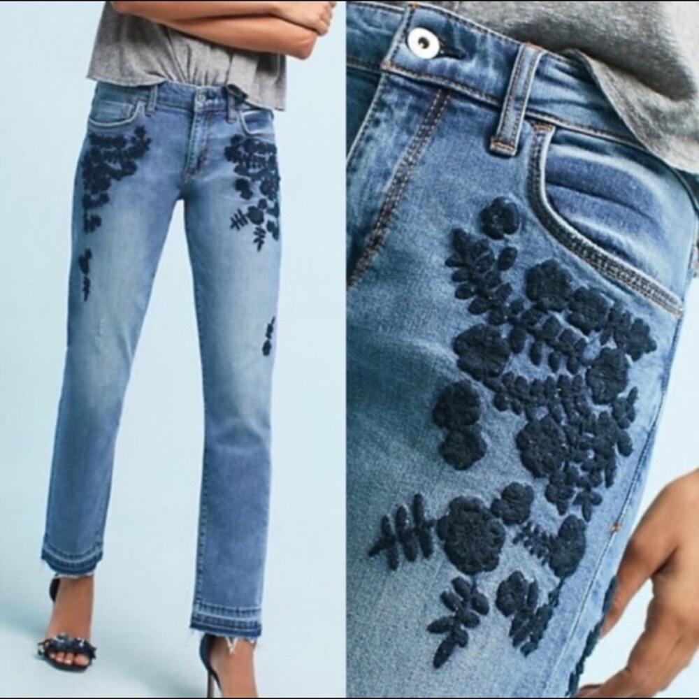 Pilcro | Embroidered Slim Boyfriend Jeans